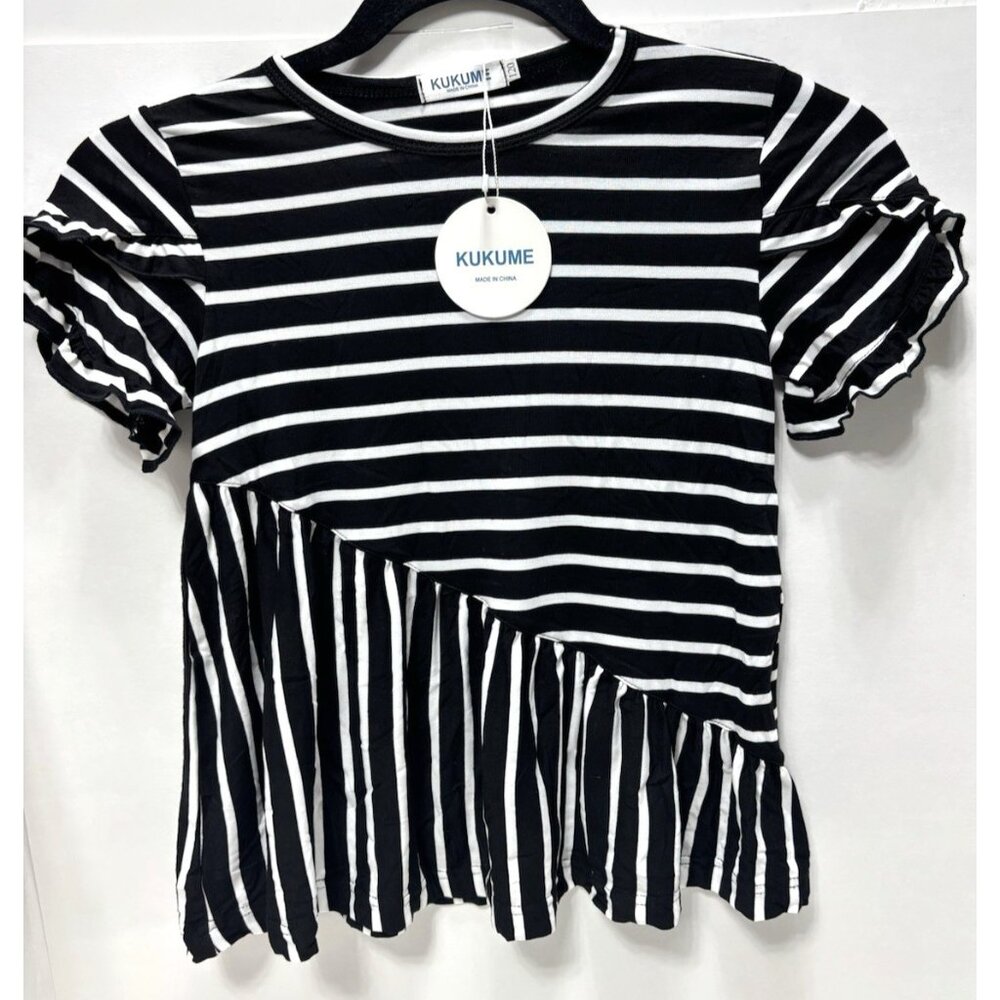 Toddler Summer Stripped Dress T-Shirt, Kukume Black & White Cute Size 120 T